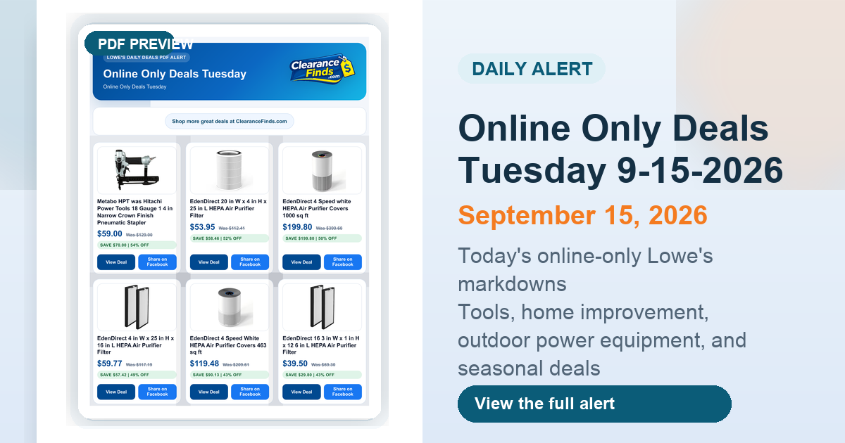 Online Only Deals Tuesday 9-15-2026 preview