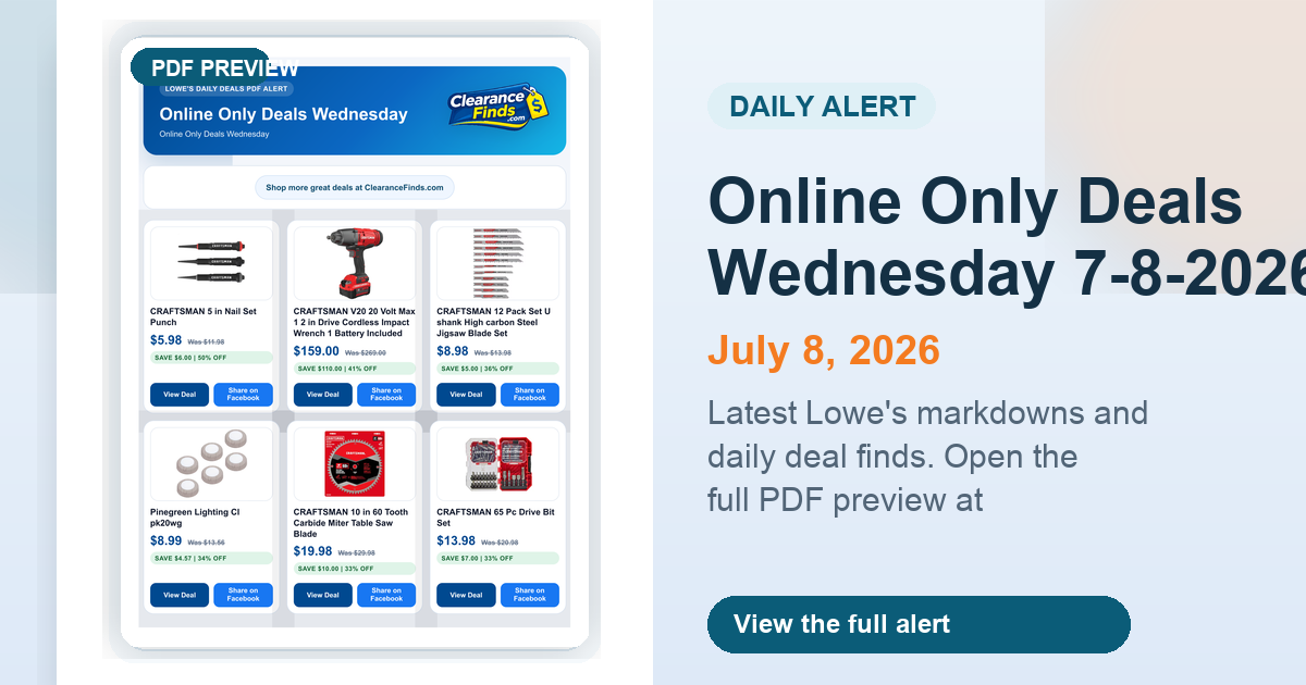 Online Only Deals Wednesday 7-8-2026 preview