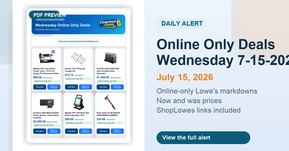 Online Only Deals Wednesday 7-15-2026 preview