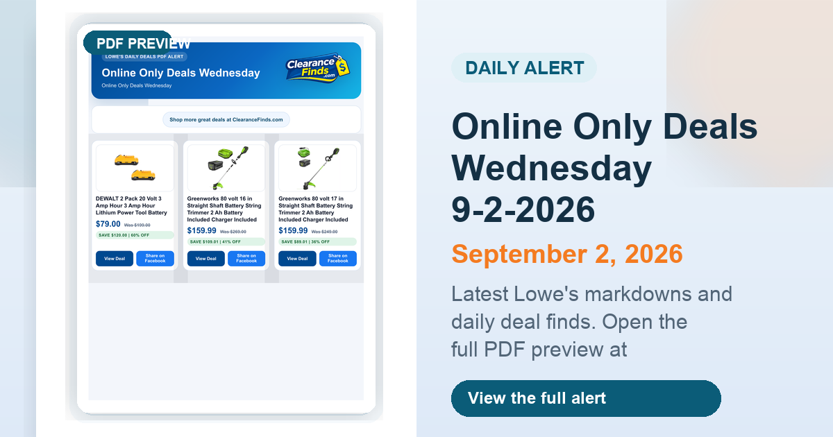 Online Only Deals Wednesday 9-2-2026 preview