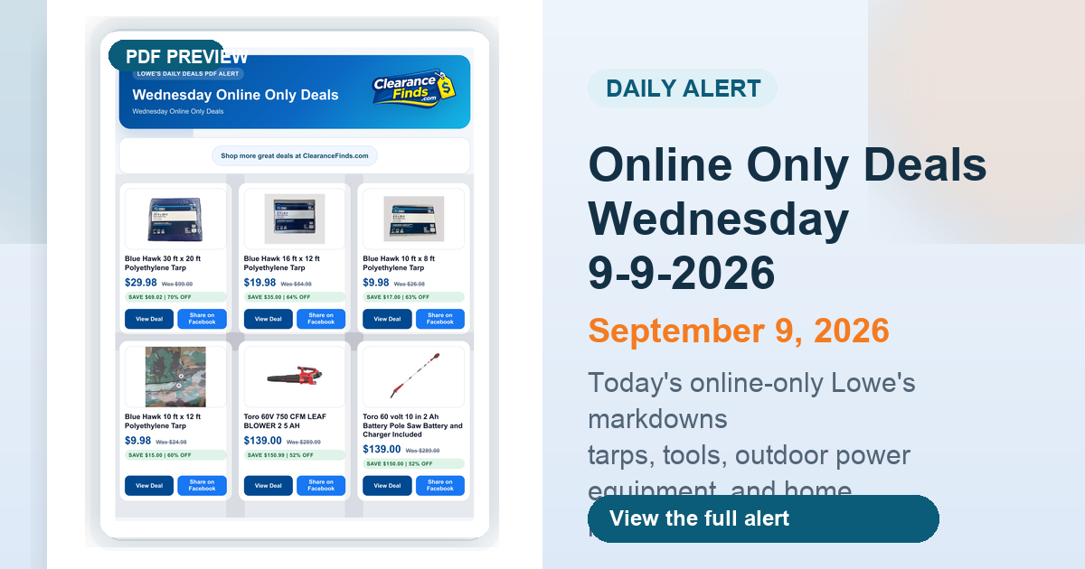 Online Only Deals Wednesday 9-9-2026 preview