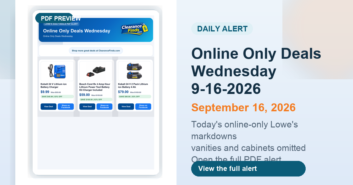 Online Only Deals Wednesday 9-16-2026 preview