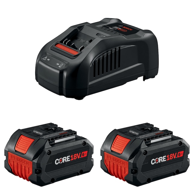 Bosch CORE18V starter kit with two 6Ah batteries and a BC1880 fast charger